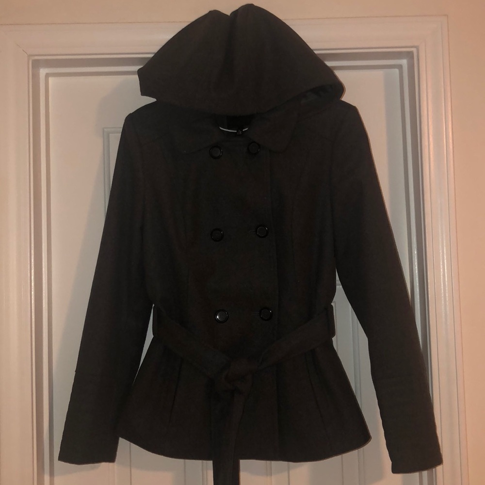 Dark Grey Peacoat w/ hood
